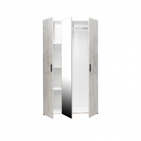 Dormitoare - Set dormitor ECONO, 4 piese, pat 160x200 cm, dulap 3 usi, 2 noptiere, pin antichizat + turcoaz - ExpoMob