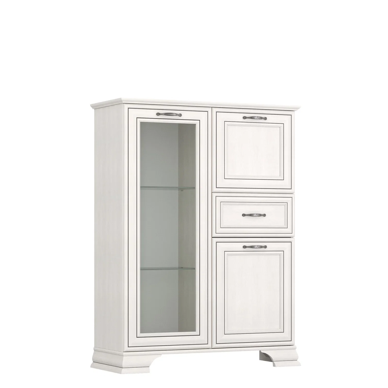 Livinguri - Set living TIFFANY II, 3 piese, comode TV cu 2 sertare, comoda cu 3 usi si 1 sertar, masuta de cafea, crem fineline