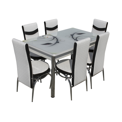 Set Lara, masa extensibila cu 6 scaune, alb, 130/165x80x79 cm