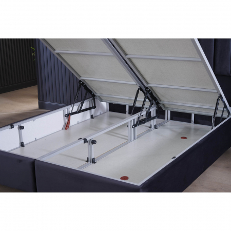 Set Pat tapitat BLACK, 160x200 cm, lada depozitare, negru + Saltea CROWN, cu arcuri, 160x200 cm, H 27 cm - ExpoMob [8]