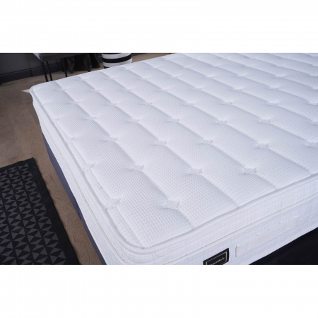 Set Pat tapitat BLACK, 160x200 cm, lada depozitare, negru + Saltea CROWN, cu arcuri, 160x200 cm, H 27 cm - ExpoMob [5]