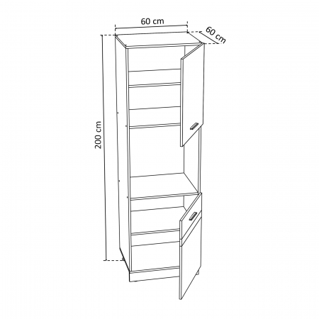 Corpuri Bucatarie - Soldat 60 cu gol cuptor YANA, 2 usi, corp alb, 60x60x200 cm - ExpoMob