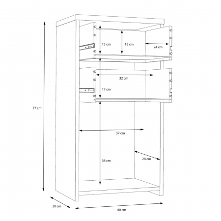 Comoda BEST CHEST SQNK211, 1 usa, 2 sertare, 40x77x29 cm - ExpoMob [5]