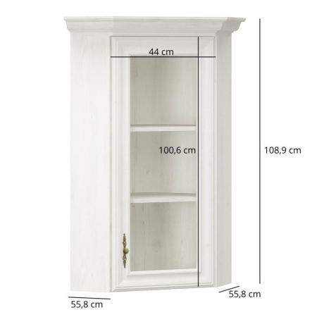 Vitrine - Vitrina de colt IRYS, 1 usa, geam, pin anderson, 55,8x55,8x108,9 cm