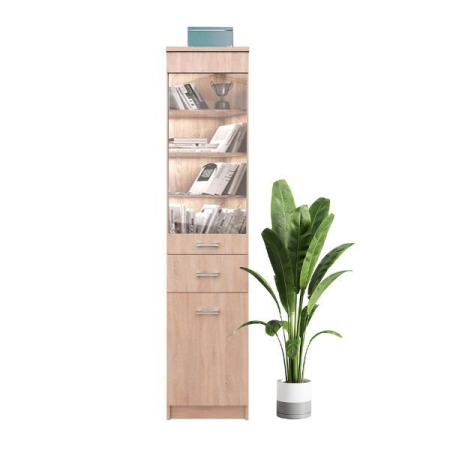 Vitrine - Vitrina TOP MIX, 2 uși, 1 sertar, geam, stejar sonoma, 40x33x183 cm