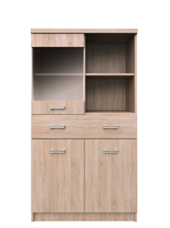 Vitrina TOP MIX, 3 uși, 1 sertar, geam, stejar sonoma, 80x34x145 cm