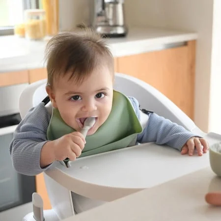 Set 2 lingurite silicon Beaba Sage Green/Velvet Grey [2]