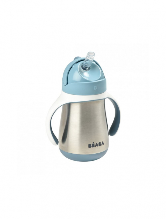 Cana cu pai din inox Beaba 250 ml Windy Blue [3]