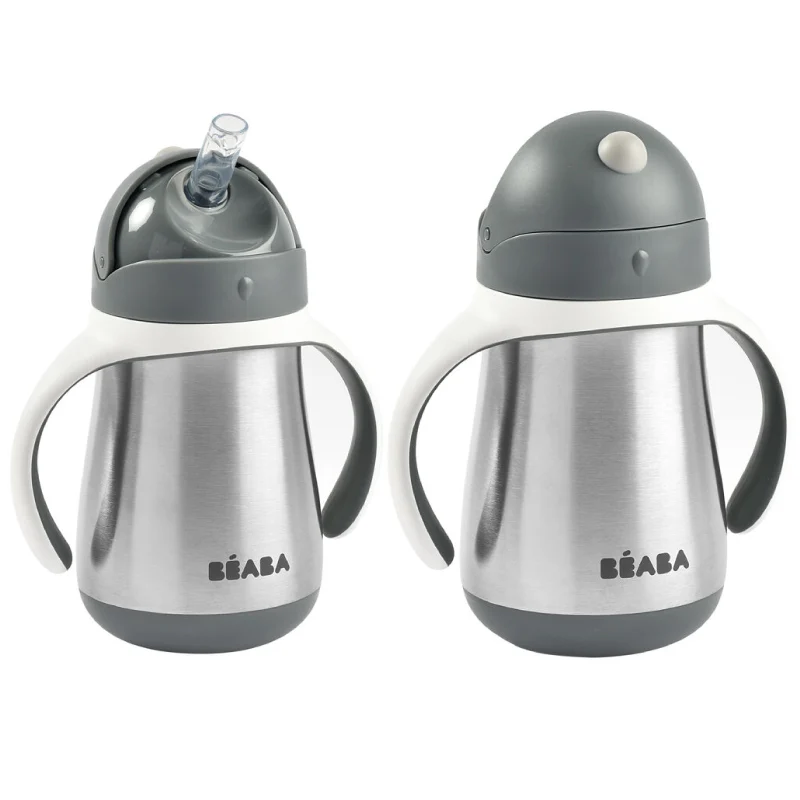 Cana inox cu pai Beaba 250ml  - Mineral Grey [3]