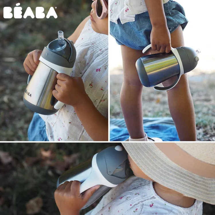 Cana inox cu pai Beaba 250ml  - Mineral Grey [4]