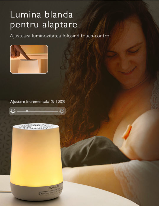 Lampa de veghe Smart Momcozy cu lumina reglabila, sunet si aplicatie [5]