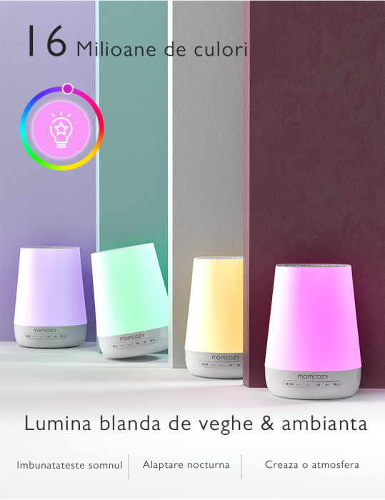 Lampa de veghe Smart Momcozy cu lumina reglabila, sunet si aplicatie [3]