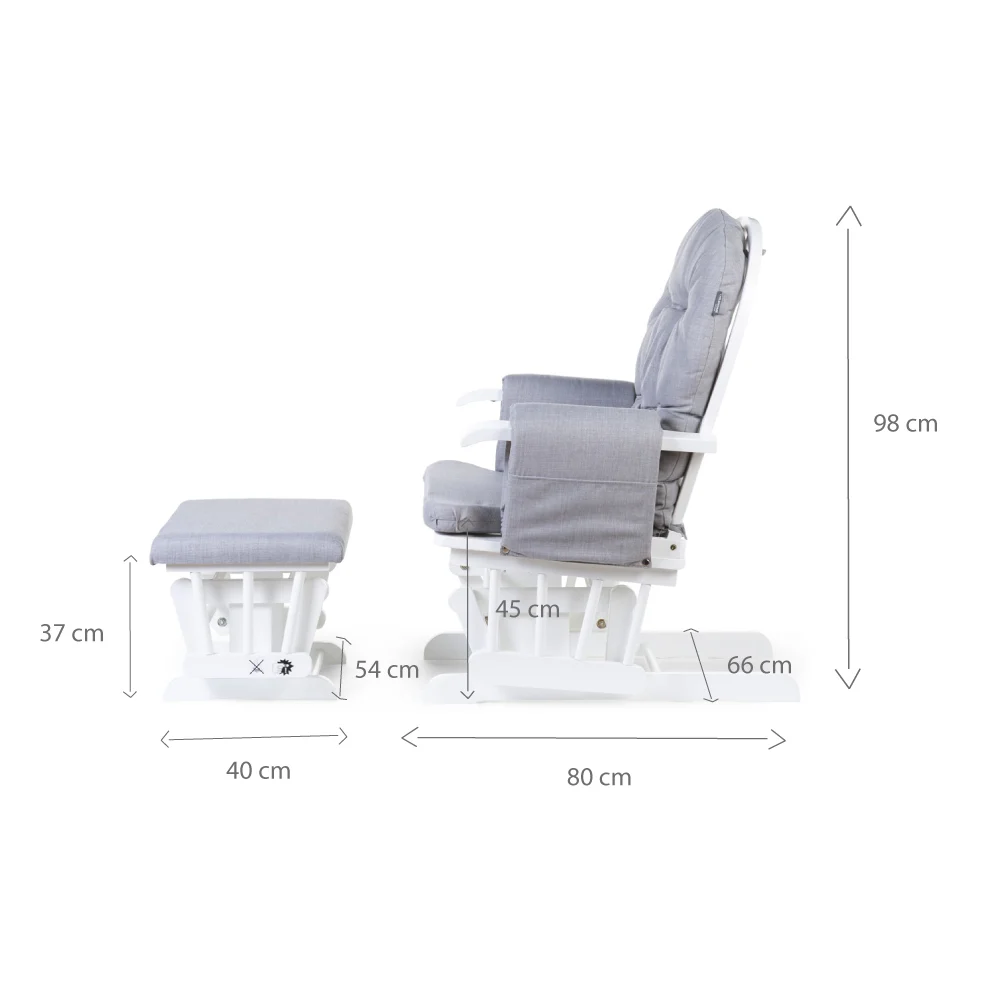 Fotoliu balansoar pentru alaptat Childhome cu suport pentru picioare, Gri [4]