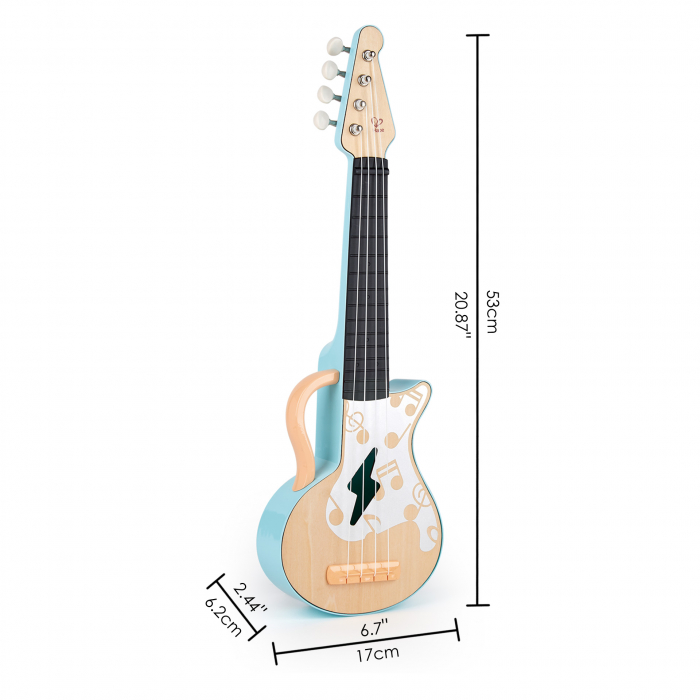 Jucarie din lemn – Instrument Ukulele (chitara) alba – invata sa canti cu lumini [6]