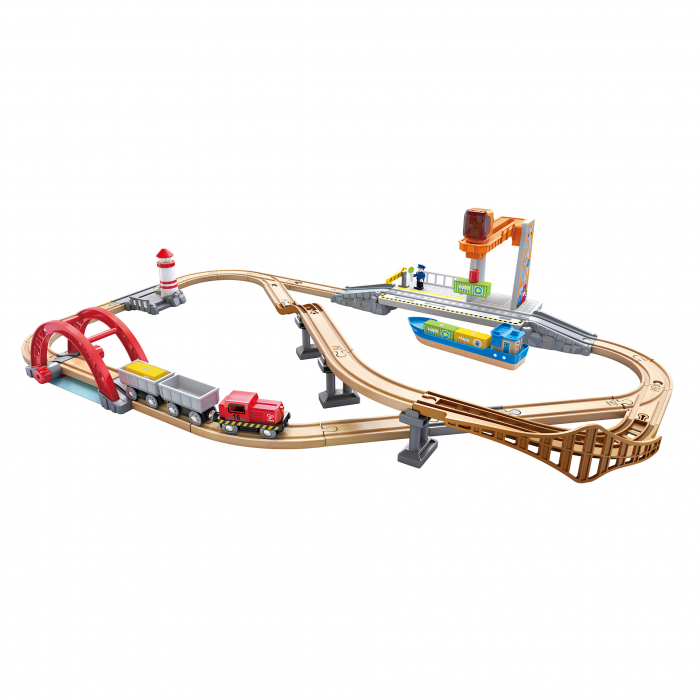 Jucarie din lemn - Set de transport maritim si feroviar (38 piese) [1]