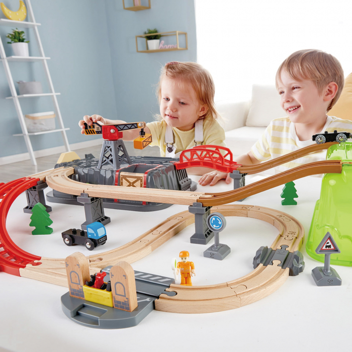 Jucarie din lemn - Set tren constructii (50 piese) [2]