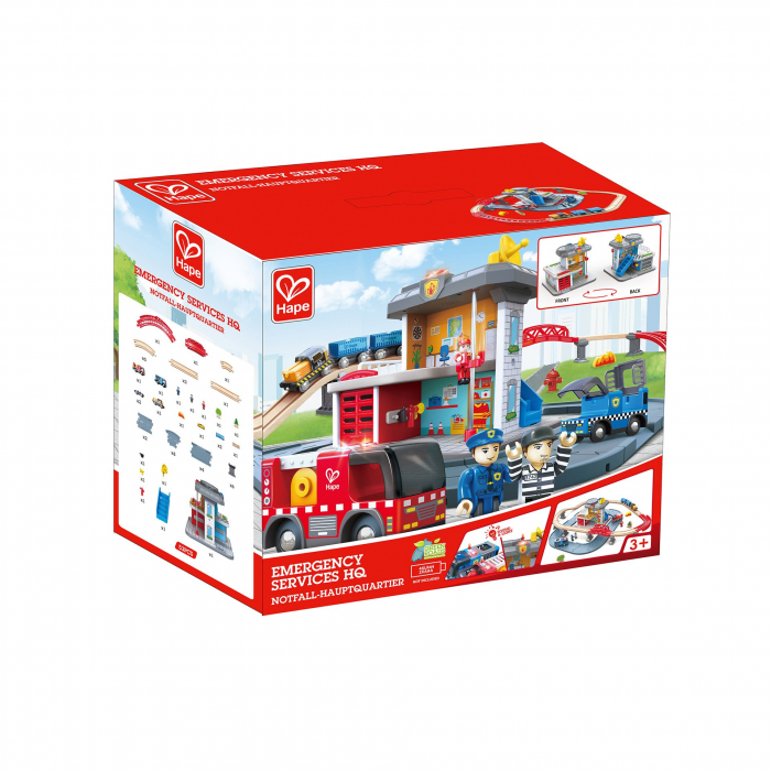 Jucarie din lemn - Set tren si servicii de urgenta (55 piese) [5]