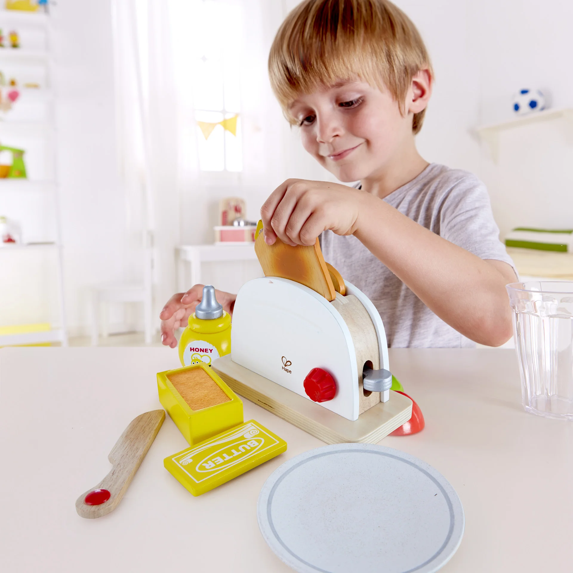 Jucarie din lemn - Toaster si accesorii mic dejun [3]