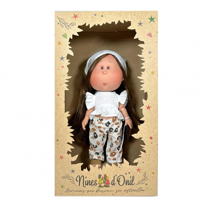 Papusa Nines D'Onil, Mia, cu parul saten drept, cu catel, cu articulatii, cu miros de vanilie, 30 cm [6]