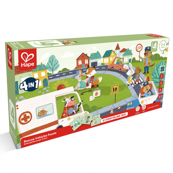 Puzzle pentru copii Vehicule de salvare (4 in 1) si joc storytelling [2]