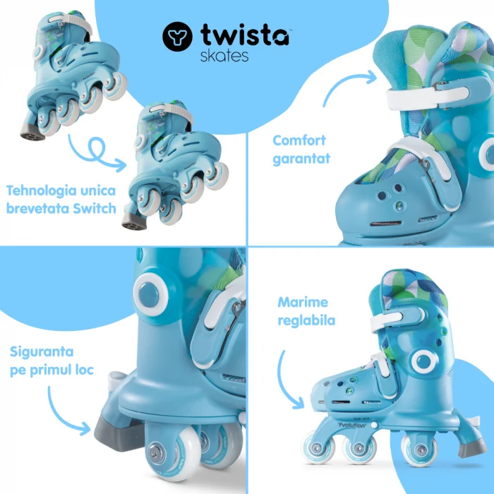Role ajustabile Yvolution Twista Skates marime 23-28 Blue [2]