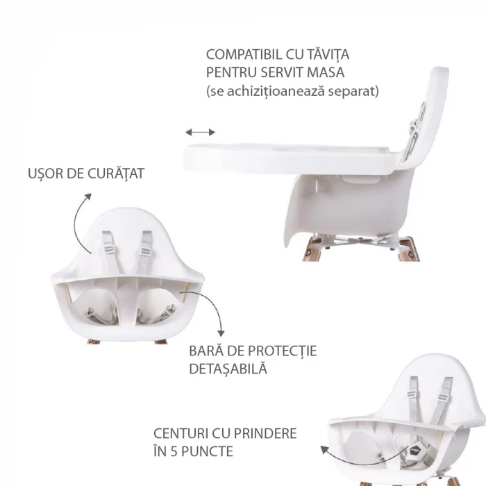 Scaun de masa reglabil in inaltime Childhome Evolu 2 Natural/Alb [5]
