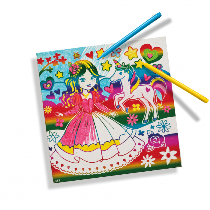 Set creativ copii de colorat pe panza printesa si unicorn cu efect metalic [3]