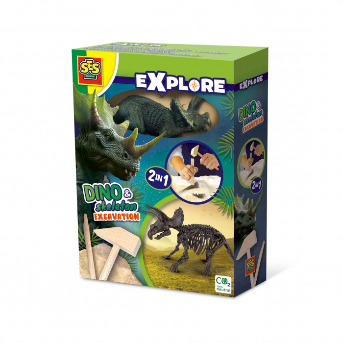 Set creativ Dino si excavarea scheletului 2 in 1 - Triceratops