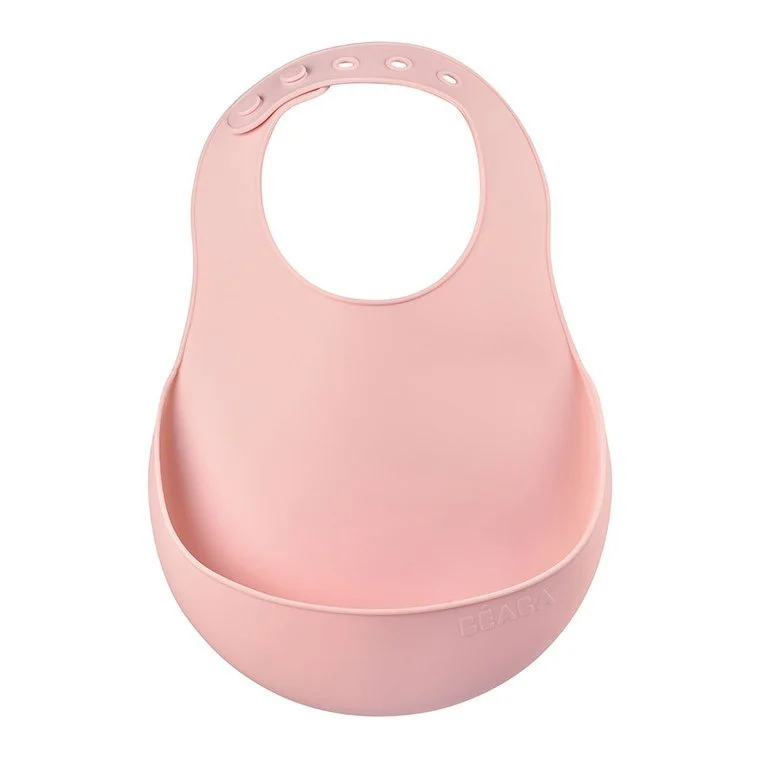 BAVEȚICI PENTRU BEBELUȘI - Baveta silicon Beaba Old Pink