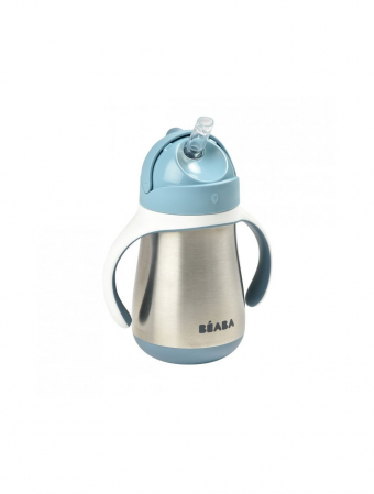 Cana cu pai din inox Beaba 250 ml Windy Blue [2]