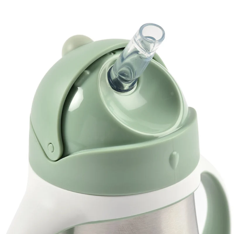 Cana inox cu pai Beaba 250ml  -Sage Green [1]