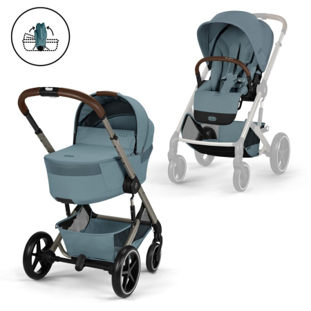 CARUCIOARE 2 IN 1 - Carucior Cybex Balios S Lux 2 in 1 cu Landou Pliabil Stormy Blue2026