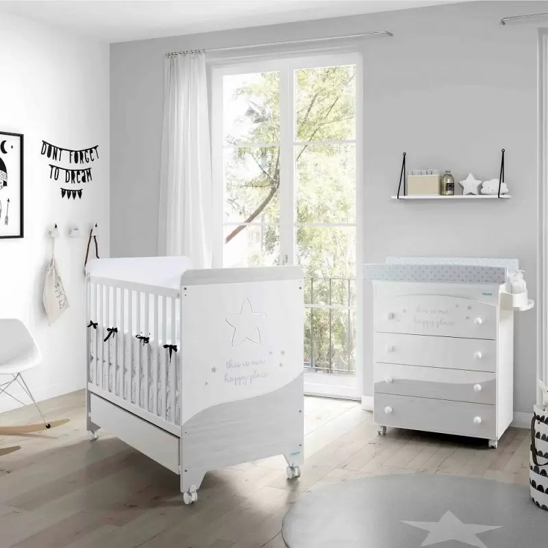 Comoda Micuna cu Masuta de infasat si Cadita Cosmic - Grey Stars - RESIGILAT [3]