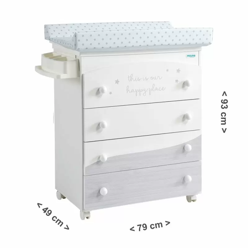 Comoda Micuna cu Masuta de infasat si Cadita Cosmic - Grey Stars - RESIGILAT [2]