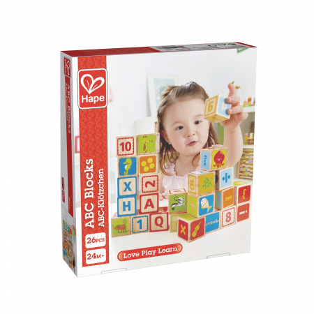 JOCURI EDUCATIVE - Cuburi din lemn cu litere si numere (26 piese)