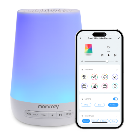 Somn si relaxare bebelusi - Lampa de veghe Smart Momcozy cu lumina reglabila, sunet si aplicatie