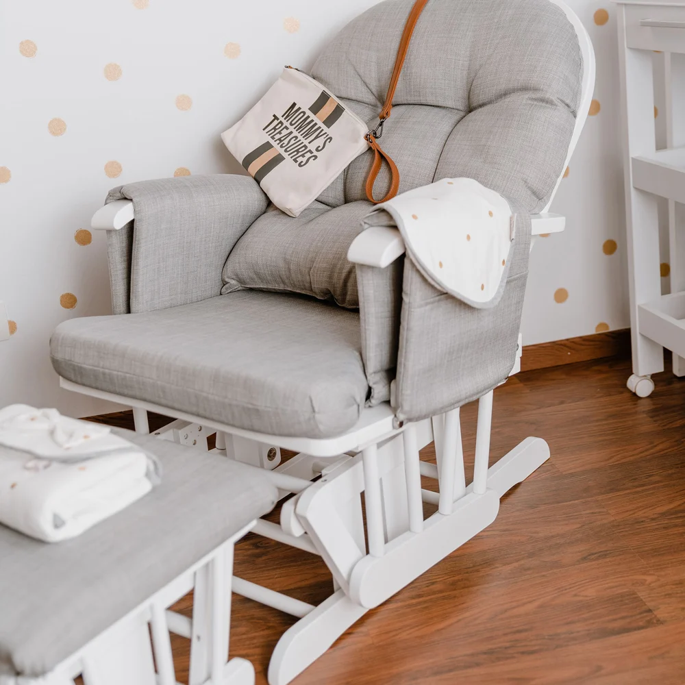 Fotoliu balansoar pentru alaptat Childhome cu suport pentru picioare, Gri [4]