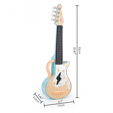 Jucarie din lemn – Instrument Ukulele (chitara) alba – invata sa canti cu lumini [5]