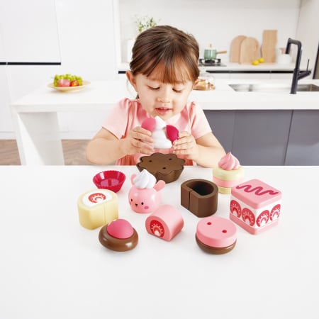 Jucarie din lemn - Set desert cu capsuni (7 piese) [8]