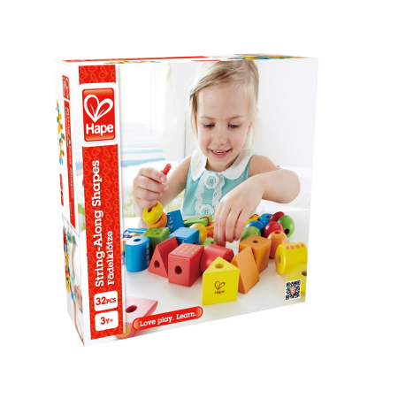 JOCURI EDUCATIVE - Jucarie din lemn - Sirag curcubeu cu cuburi (32 piese)