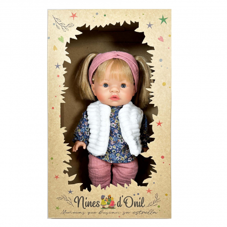 Papusa Nines D'Onil, Joy, cu parul blond, cu vesta alba, cu miros de vanilie, 37 cm [3]
