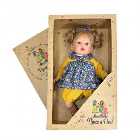 Papusa Nines D'Onil, Tita, cu sunete, cu parul blond, cu rochie albastra, cu miros de vanilie, 45 cm [3]