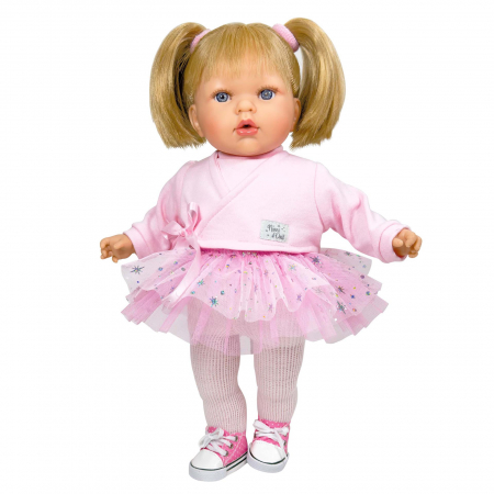 PAPUSI - Papusa Nines D'Onil, Tita Star, cu sunete, cu parul blond, cu rochie roz, cu miros de vanilie, 45 cm