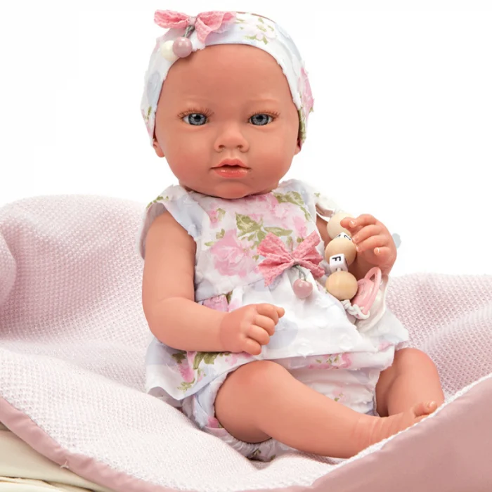 Papusa Reborn bebelus realist Arias Inna 38 cm White -Pink [5]