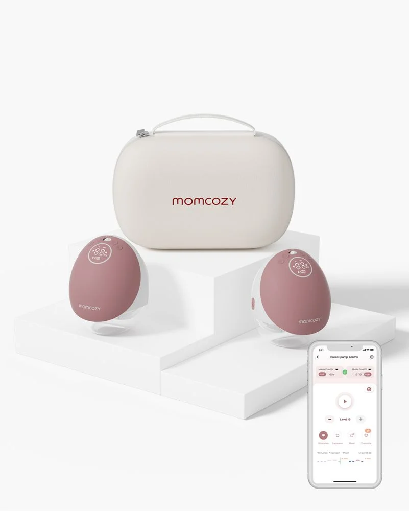 Îngrijire mamă și bebeluș - Pompa de sân Momcozy Hands-Free Dubla M9 Red