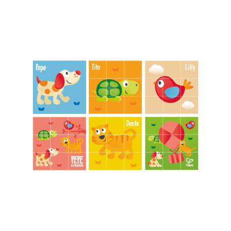 Puzzle din lemn cuburi - Animale 3 x 3 [1]