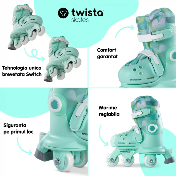 Role ajustabile Yvolution Twista Skates marime 23-28 Green [2]