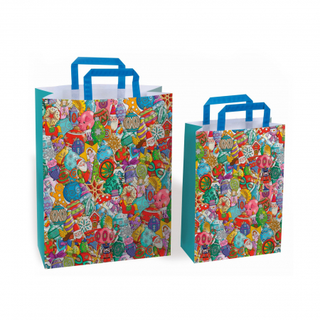 JUCARII & JOCURI - Sacosa cadou din hartie - Craciun Fericit (S - 22 x 10.5 x 32cm, 70g)