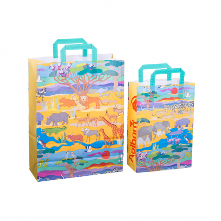 JUCARII & JOCURI - Sacosa cadou din hartie -Safari (S - 22 x 10.5 x 32cm, 70g)