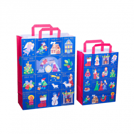 JUCARII & JOCURI - Sacosa cadou din hartie - Sarbatorile Craciunului (S - 22 x 10.5 x 32cm, 70g)